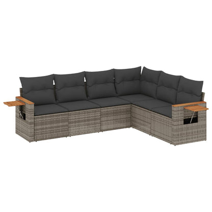 Set Divano da Giardino 6 pz con Cuscini Grigio in Polyrattan - homemem39