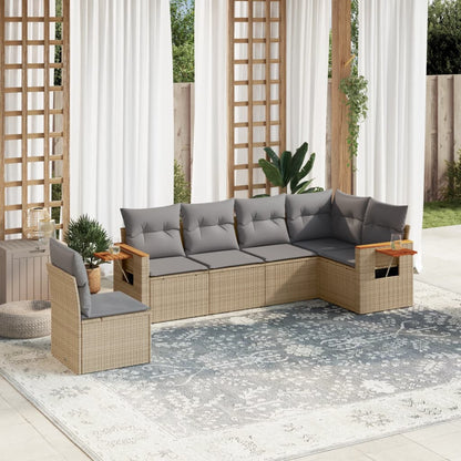 Set Divano da Giardino 6 pz con Cuscini Beige in Polyrattan - homemem39