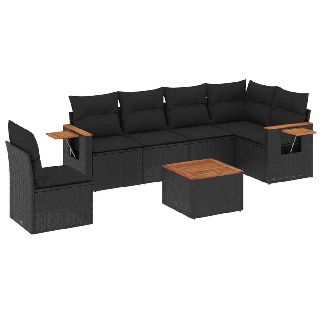 Set Divani da Giardino con Cuscini 7pz Nero Polyrattan - homemem39