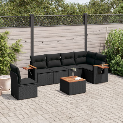 Set Divani da Giardino con Cuscini 7pz Nero Polyrattan - homemem39