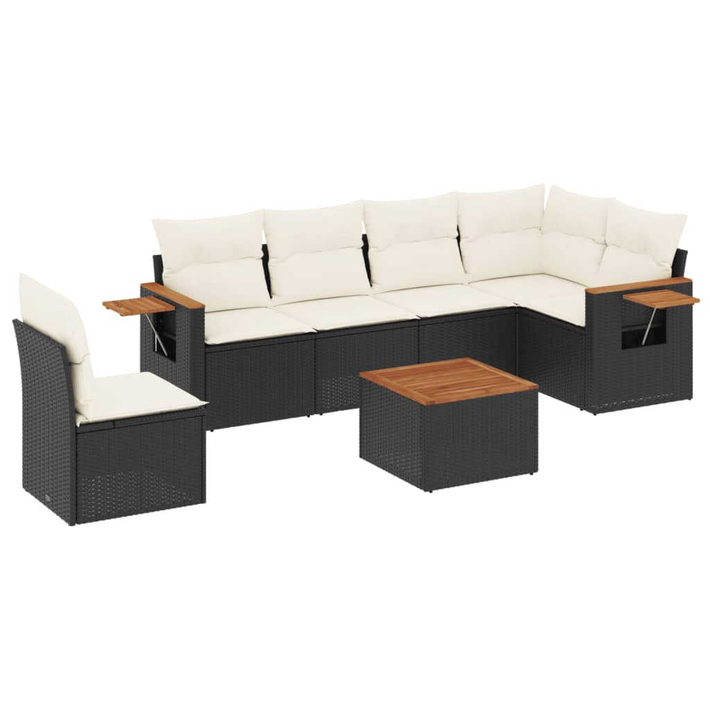Set Divani da Giardino con Cuscini 7pz Nero Polyrattan - homemem39