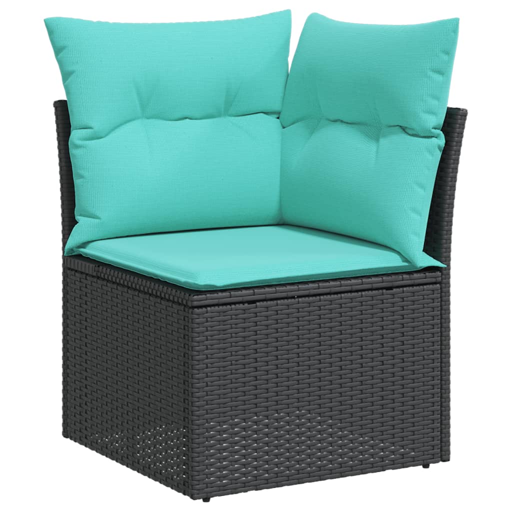 Set Divani da Giardino 7 pz con Cuscini Nero in Polyrattan - homemem39