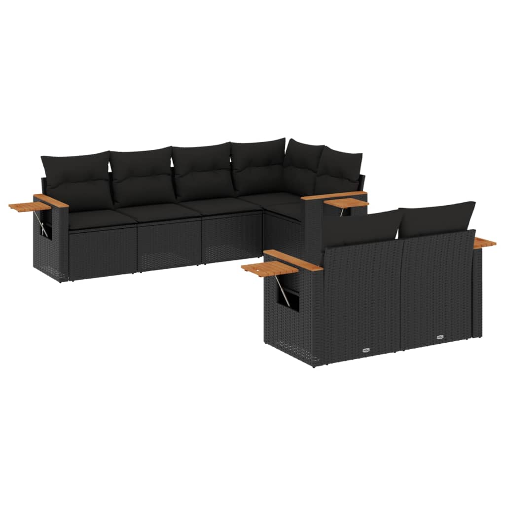 Set Divani da Giardino con Cuscini 7pz Nero Polyrattan - homemem39