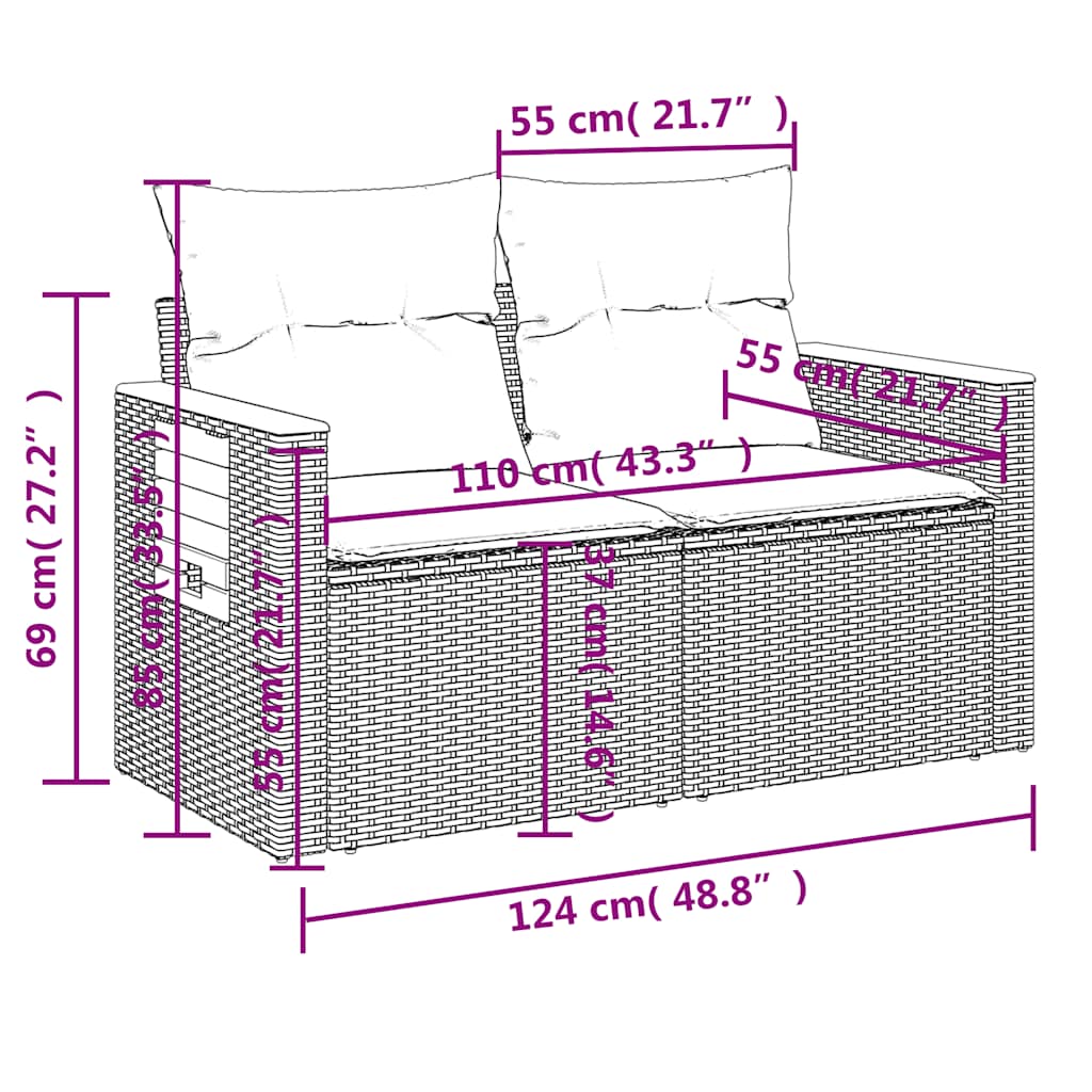 Set Divani da Giardino con Cuscini 7pz Nero Polyrattan | homemem39