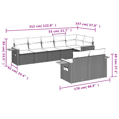 Set Divani da Giardino con Cuscini 8 pz Nero in Polyrattan - homemem39