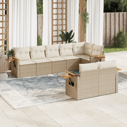 Set Divano da Giardino 8 pz con Cuscini Beige in Polyrattan | homemem39