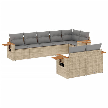 Set Divano da Giardino 8 pz con Cuscini Beige in Polyrattan - homemem39