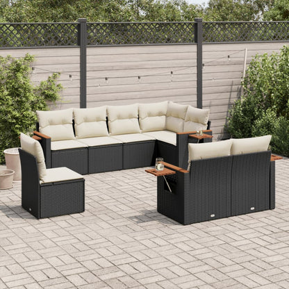 Set Divani da Giardino con Cuscini 8 pz Nero in Polyrattan - homemem39