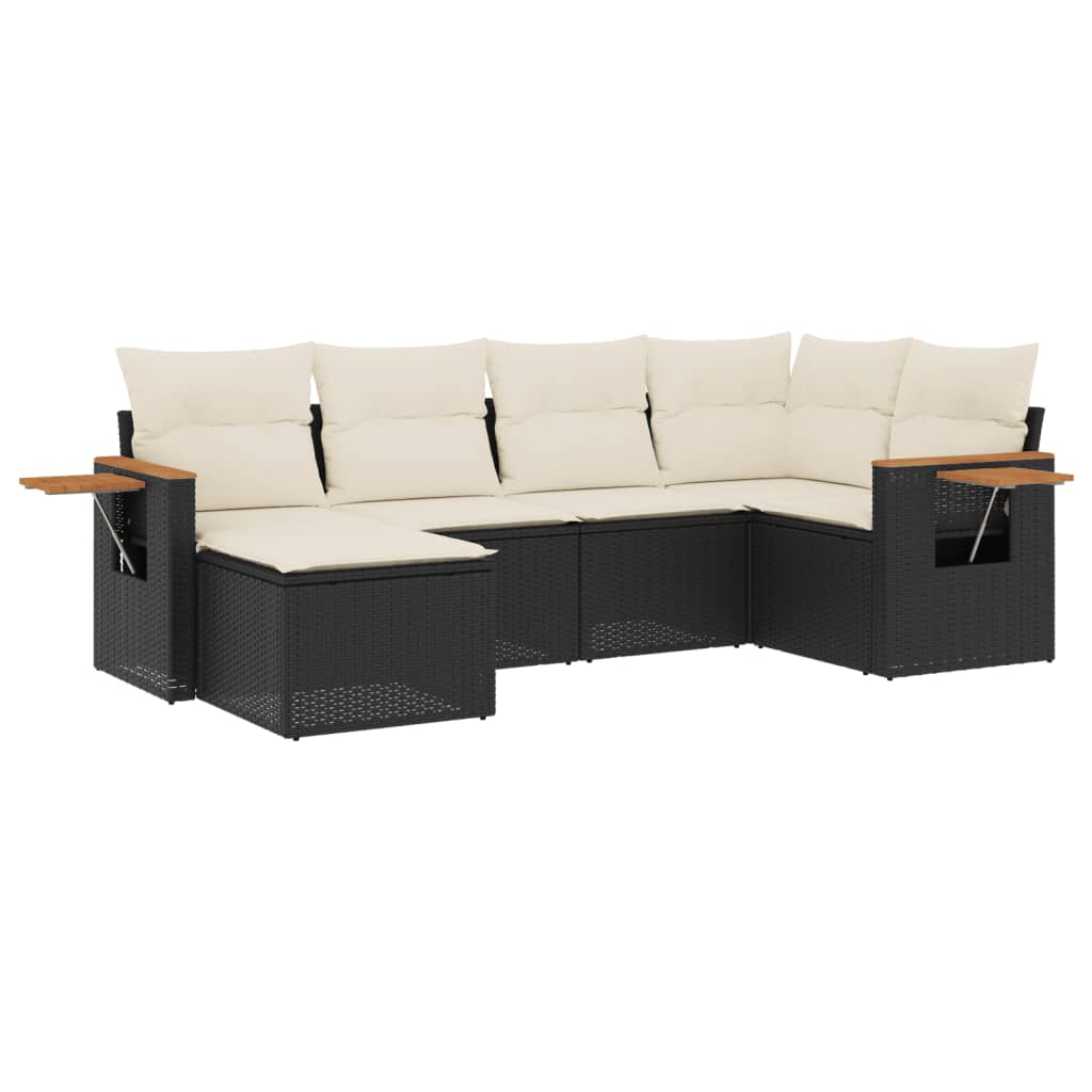 Set Divano da Giardino 6 pz con Cuscini Nero in Polyrattan - homemem39