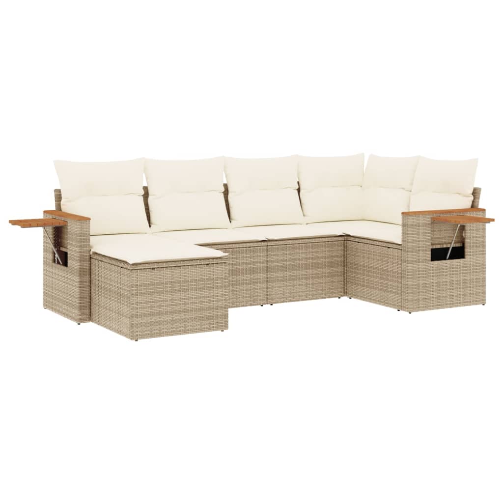 Set Divano da Giardino 6 pz con Cuscini Beige in Polyrattan - homemem39