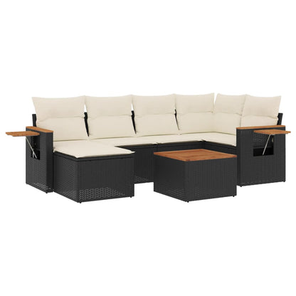 Set Divani da Giardino con Cuscini 7pz Nero Polyrattan - homemem39