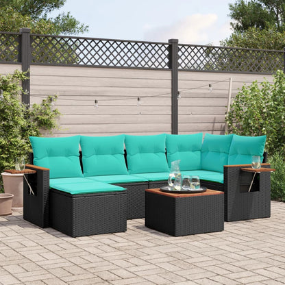 Set Divani da Giardino 7 pz con Cuscini in Polyrattan