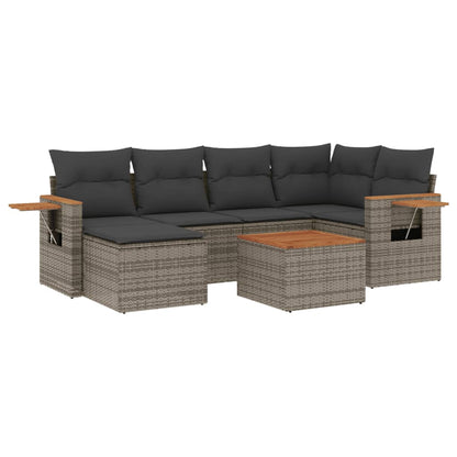 Set Divani da Giardino 7 pz con Cuscini Grigio in Polyrattan - homemem39