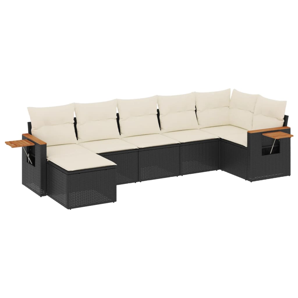 Set Divani da Giardino con Cuscini 7pz Nero Polyrattan - homemem39
