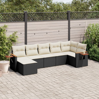 Set Divani da Giardino con Cuscini 7pz Nero Polyrattan | homemem39