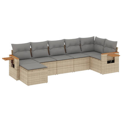 Set Divani da Giardino 7 pz con Cuscini Beige in Polyrattan - homemem39