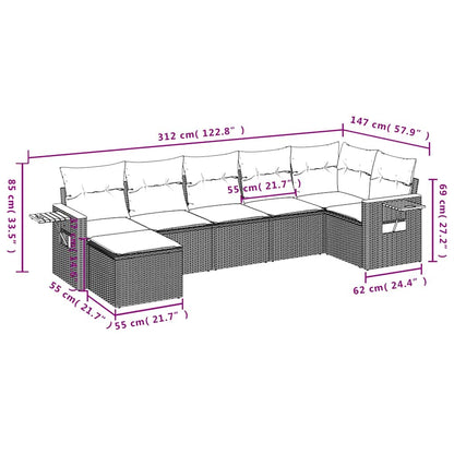 Set Divani da Giardino 7 pz con Cuscini Grigio in Polyrattan | homemem39