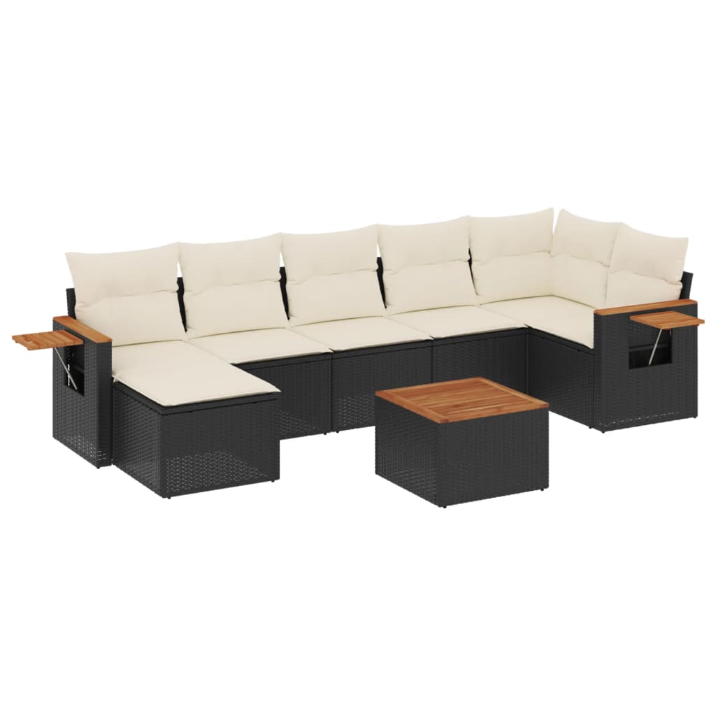 Set Divani da Giardino con Cuscini 8 pz Nero in Polyrattan - homemem39