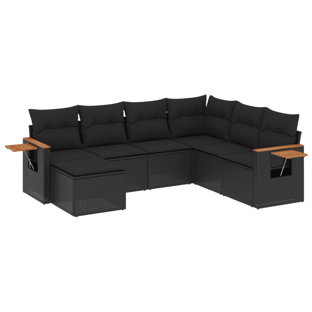 Set Divani da Giardino con Cuscini 7pz Nero Polyrattan - homemem39