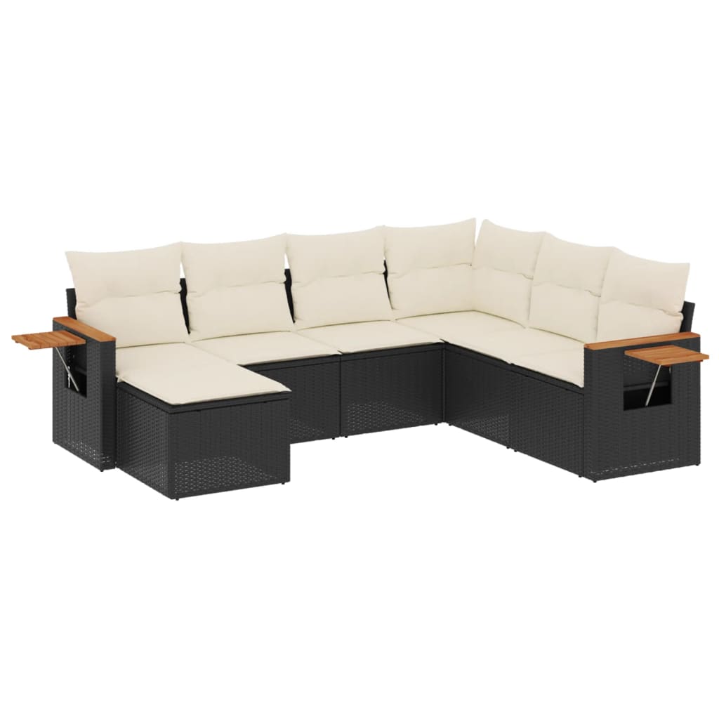 Set Divani da Giardino con Cuscini 7pz Nero Polyrattan - homemem39