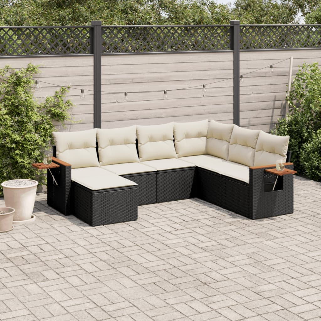 Set Divani da Giardino con Cuscini 7pz Nero Polyrattan - homemem39
