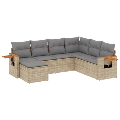 Set Divani da Giardino 7 pz con Cuscini Beige in Polyrattan - homemem39