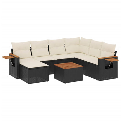 Set Divani da Giardino con Cuscini 8 pz Nero in Polyrattan - homemem39