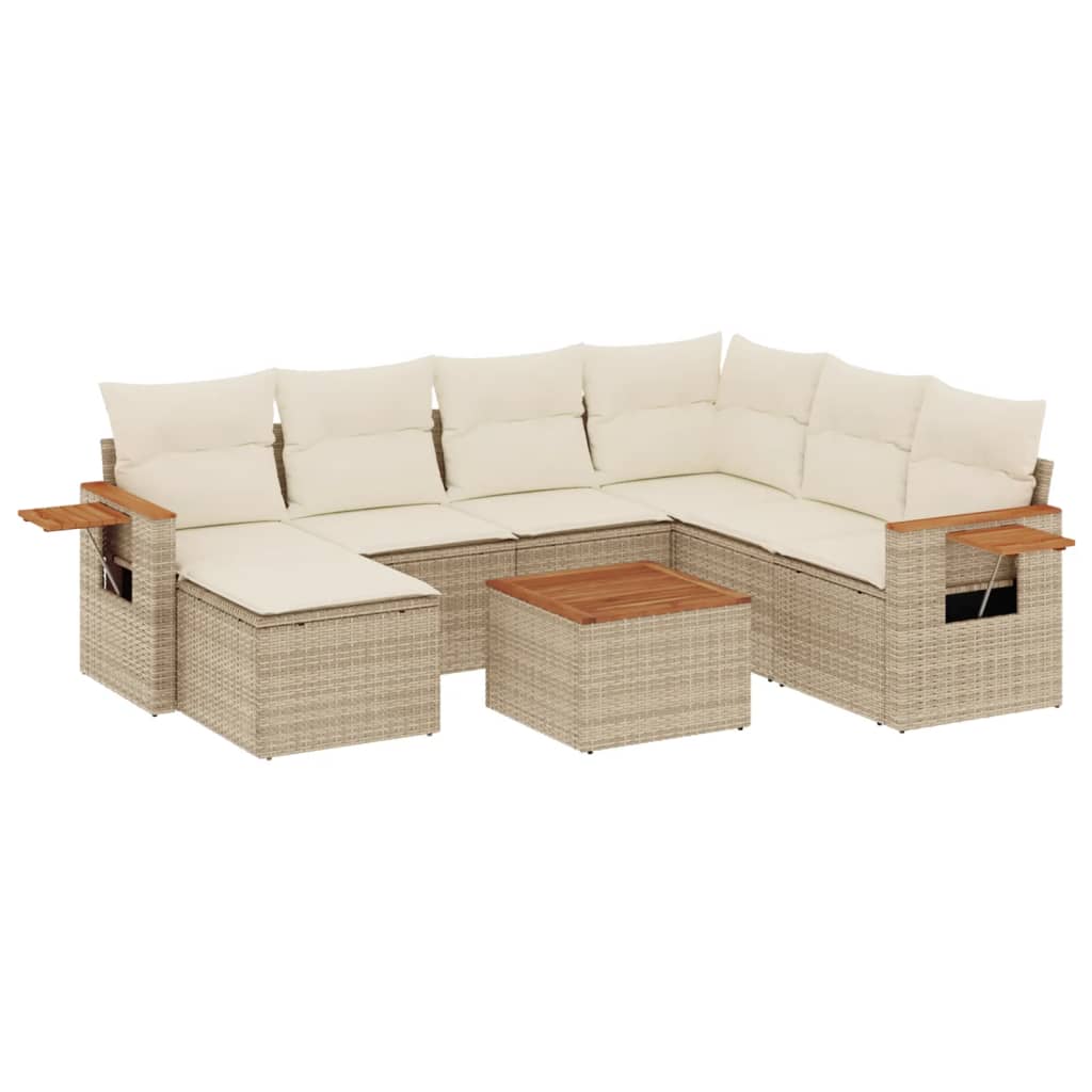 Set Divano da Giardino 8 pz con Cuscini Beige in Polyrattan - homemem39