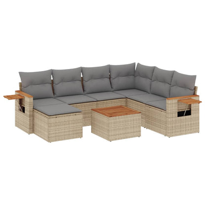 Set Divano da Giardino 8 pz con Cuscini Beige in Polyrattan - homemem39