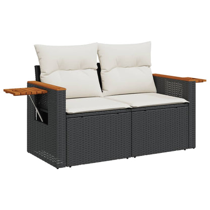 Set Divano da Giardino 6 pz con Cuscini Nero in Polyrattan | homemem39