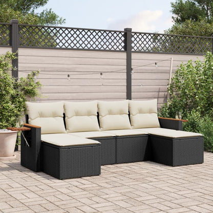 Set Divano da Giardino 6 pz con Cuscini Nero in Polyrattan | homemem39