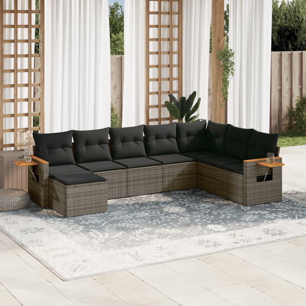 Set Divano da Giardino 8 pz con Cuscini Grigio in Polyrattan - homemem39
