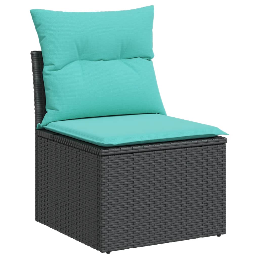 Set Divani da Giardino 9 pz con Cuscini Nero in Polyrattan - homemem39