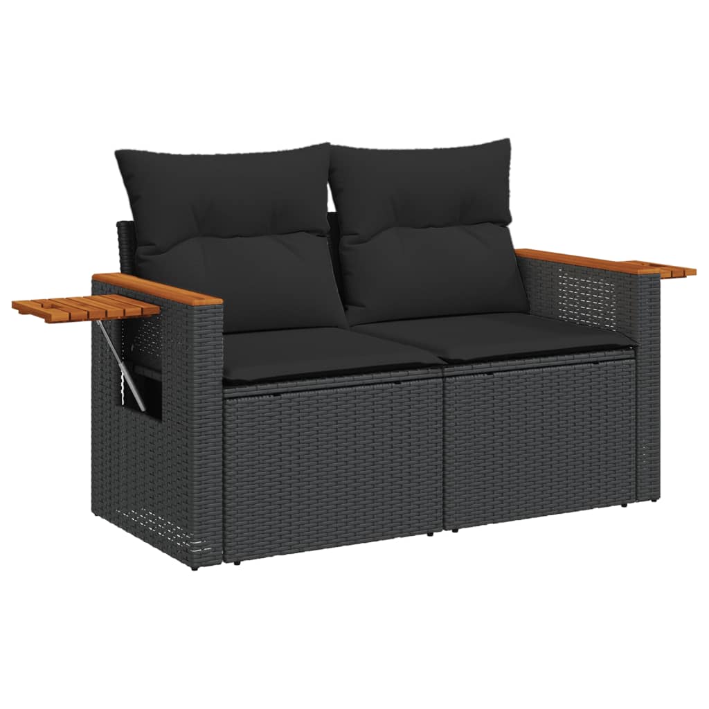 Set Divano da Giardino 6 pz con Cuscini Nero in Polyrattan | homemem39