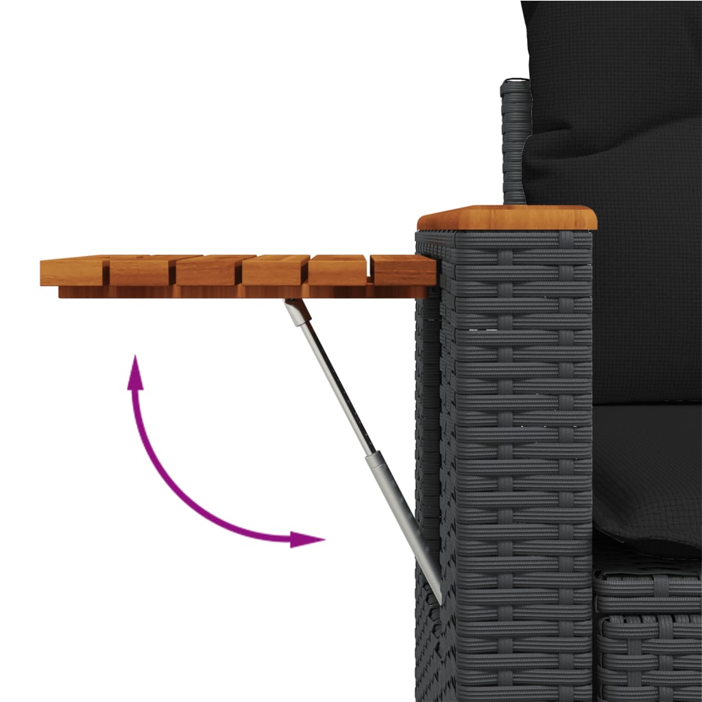 Set Divano da Giardino 6 pz con Cuscini Nero in Polyrattan | homemem39