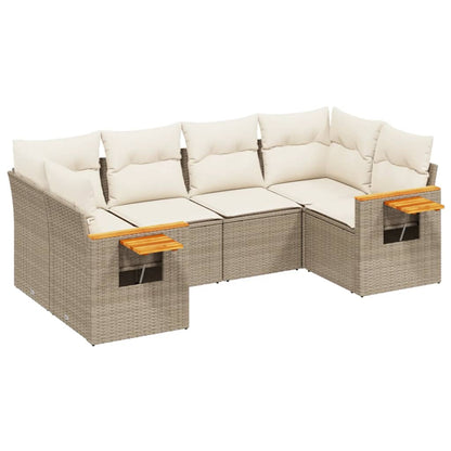 Set Divano da Giardino 6 pz con Cuscini Beige in Polyrattan - homemem39