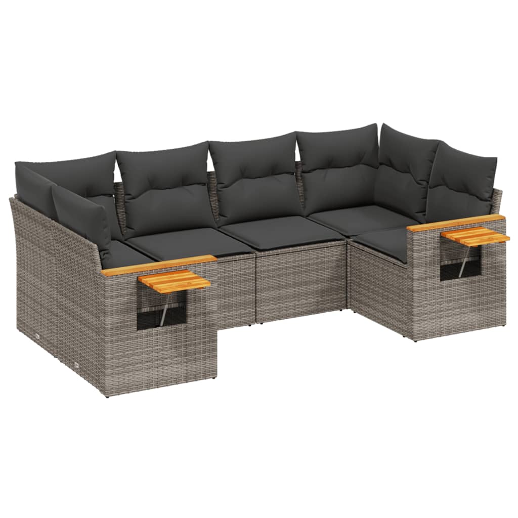 Set Divano da Giardino 6 pz con Cuscini Grigio in Polyrattan - homemem39