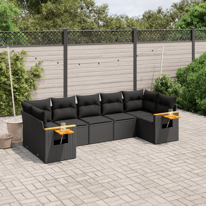 Set Divani da Giardino con Cuscini 7pz Nero Polyrattan - homemem39