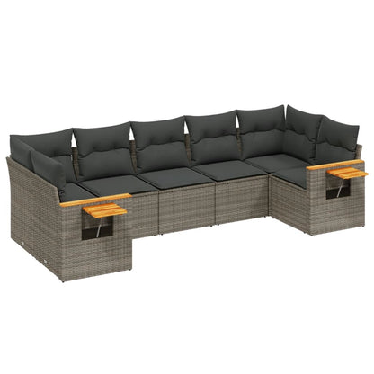 Set Divani da Giardino 7 pz con Cuscini Grigio in Polyrattan - homemem39