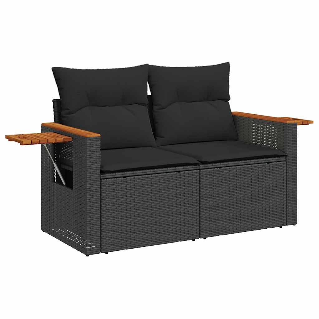 Set Divani da Giardino 9 pz con Cuscini Nero in Polyrattan | homemem39