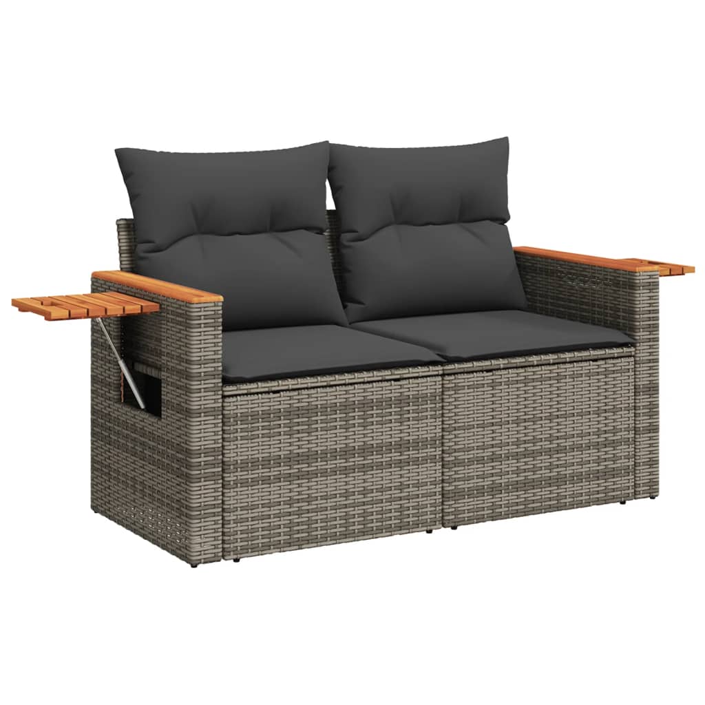 Set Divano da Giardino 10 pz con Cuscini Grigio in Polyrattan - homemem39