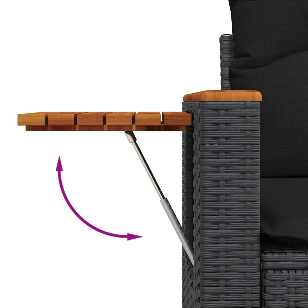 Set Divani da Giardino 10pz con Cuscini in Polyrattan Nero | homemem39