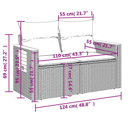 Set Divani da Giardino 10pz con Cuscini in Polyrattan Nero | homemem39