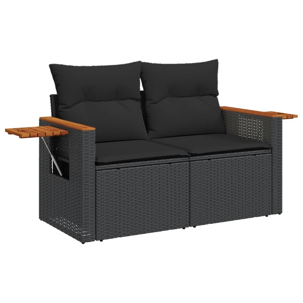 Set Divani da Giardino 10pz con Cuscini in Polyrattan Nero - homemem39