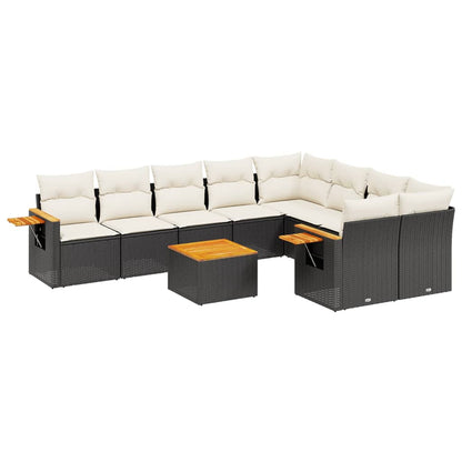 Set Divani da Giardino 10pz con Cuscini in Polyrattan Nero - homemem39