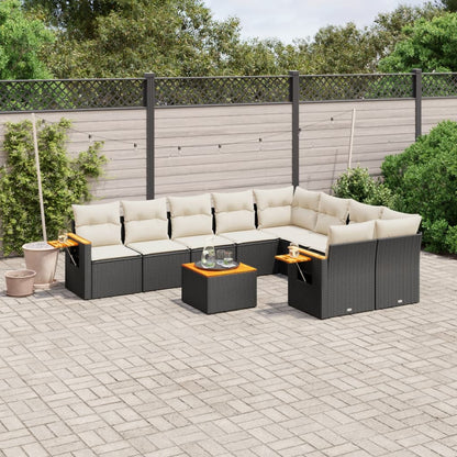 Set Divani da Giardino 10pz con Cuscini in Polyrattan Nero - homemem39