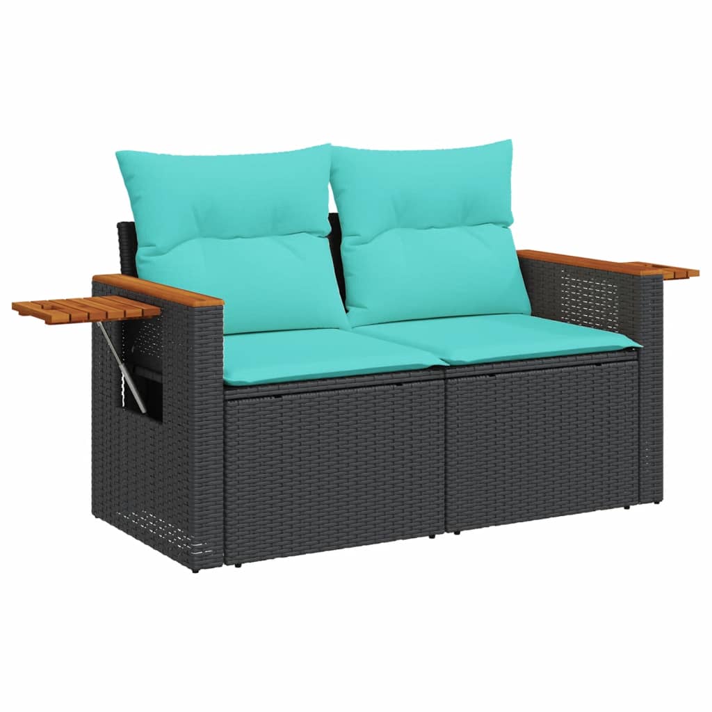 Set Divani da Giardino 10 pz con Cuscini Nero in Polyrattan - homemem39