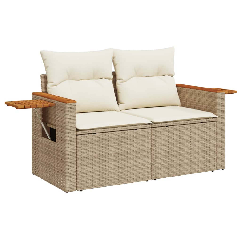 Set Divano da Giardino 10 pz con Cuscini Beige in Polyrattan - homemem39