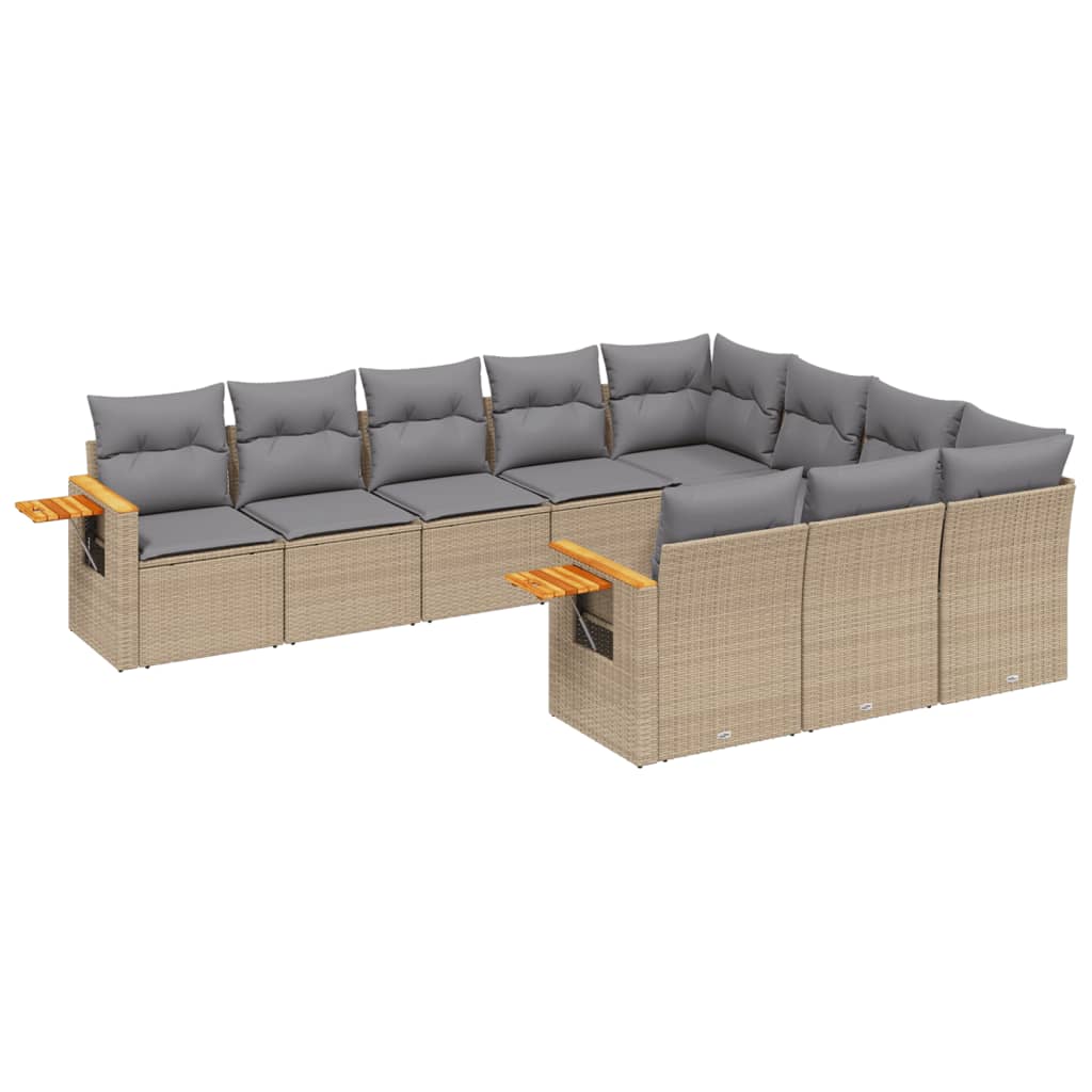 Set Divano da Giardino 10 pz con Cuscini Beige in Polyrattan - homemem39