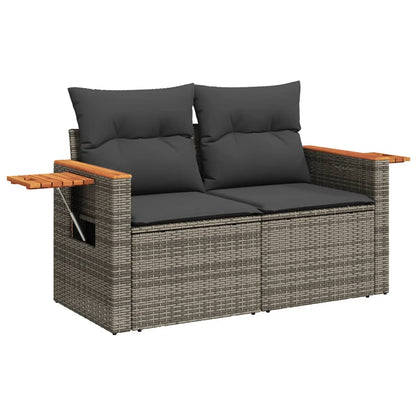 Set Divani da Giardino 11 pz con Cuscini in Polyrattan Grigio | homemem39